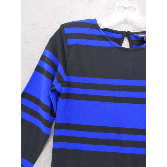 French‎ Connection Striped Dress 3/4 Sleeve Knit Casual Dress Blue Black 8 - Picture 2 of 10